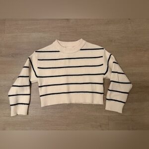 Zara Cream and Black Girls kids Striped Sweater size 6-7